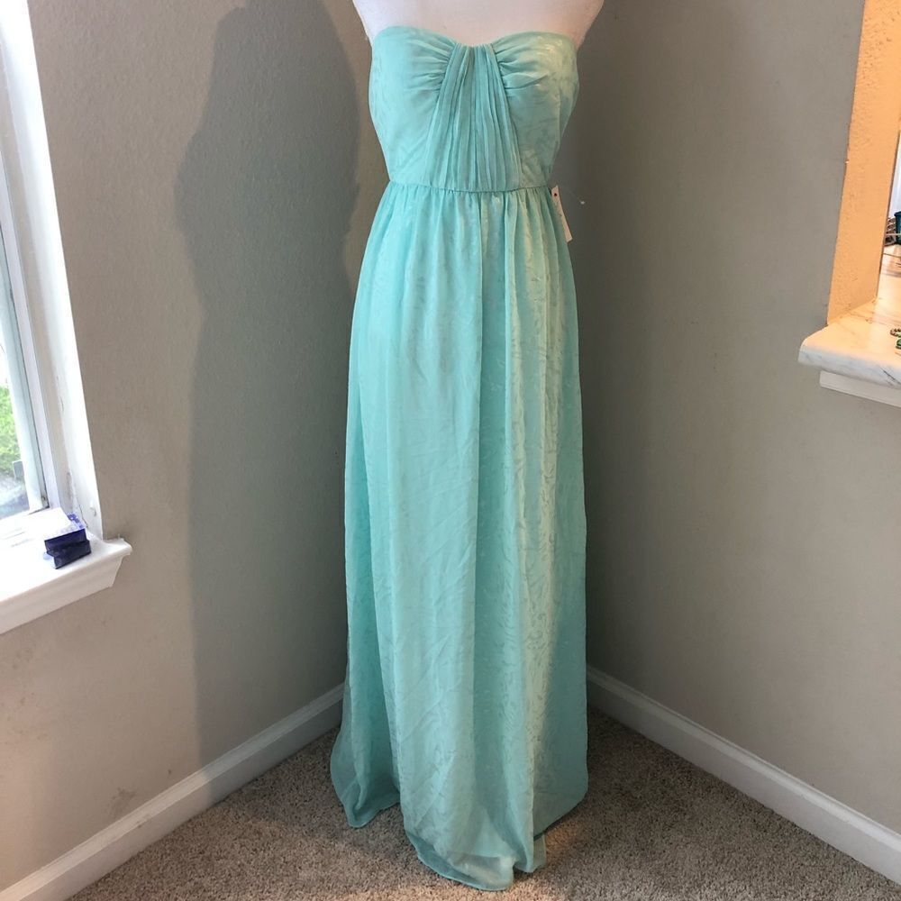 NWT Minuet Teal Strapless Maxi Dress
